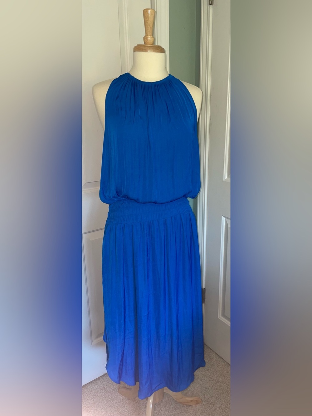 NWT - Alfani Stormy Sea Sleeveless Smocked Waist Midi Dress - Size Petite XL